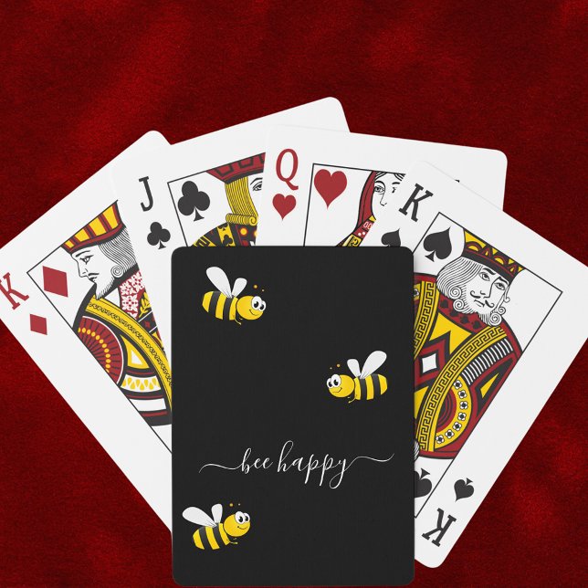 Black bee happy bumble bees summer fun humor poker cards (Creator Uploaded)