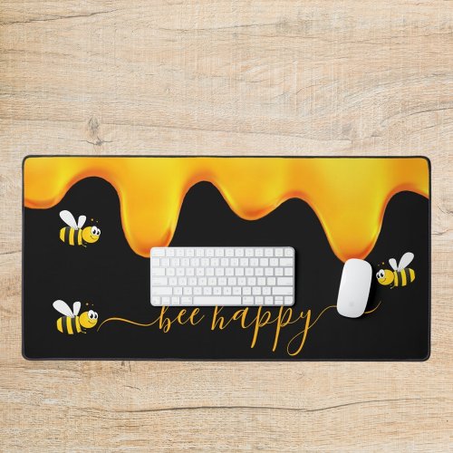 Black bee happy bumble bees sweet honey desk mat