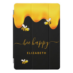 Black bee happy bumble bees sweet honey monogram iPad pro cover