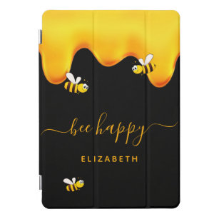 Black bee happy bumble bees sweet honey monogram iPad pro cover