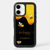 Black bee happy bumble bees sweet honey monogram