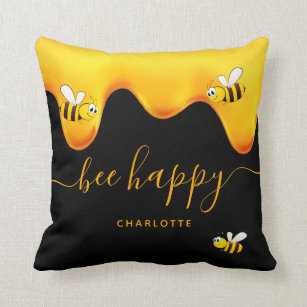 Bee Pillows Black Primitive Porch Throw Pillow Sweet as Honey Bee Grateful  Positive Words Small Sunflower Porch Pillow Extra Large 19 X 21 