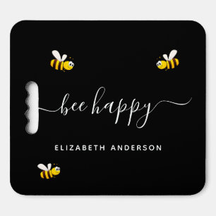Black bee happy cute bumble bees monogram seat cushion