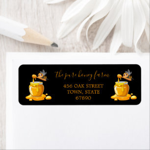 Black Bee Honey Label Metallic Gold Text