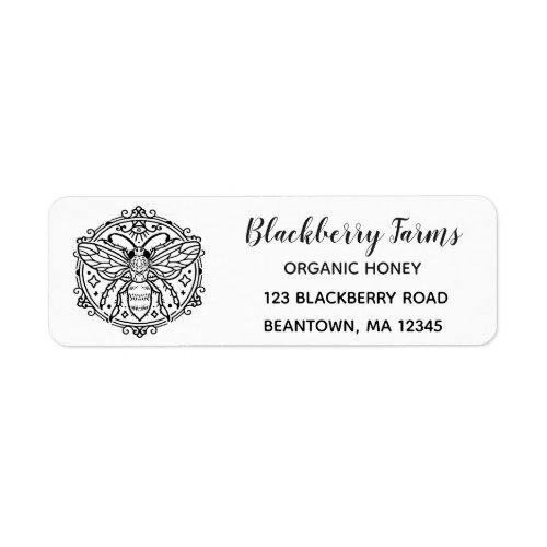 Black Bee Mandala Honey Business Label