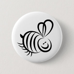 Black Bee Pinback Button
