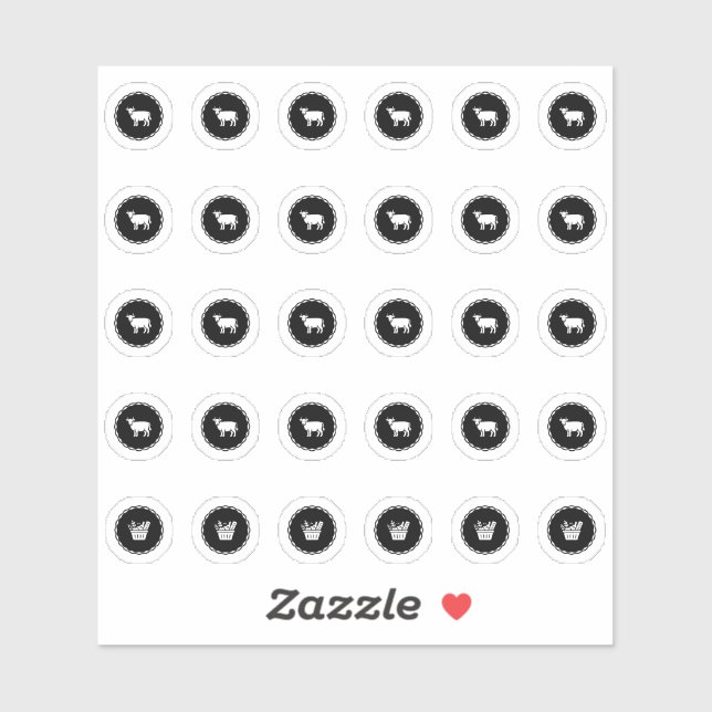 Black Beef and Vegetarian Wedding Meal Choice Sticker (Sheet)