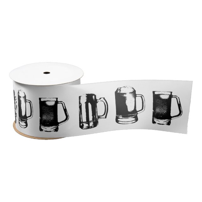 Black Beer Mug Silhouette // Satin Ribbon (Spool)