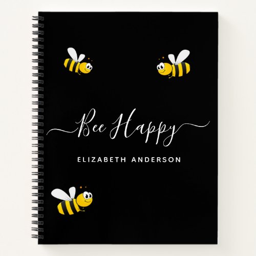 Black bees happy summer name notebook