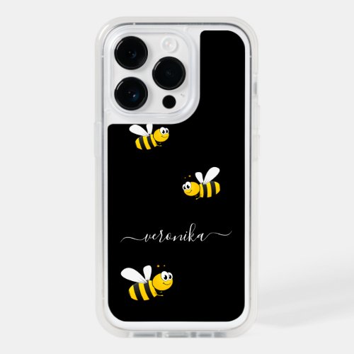 Black bees name script OtterBox iPhone 14 pro case