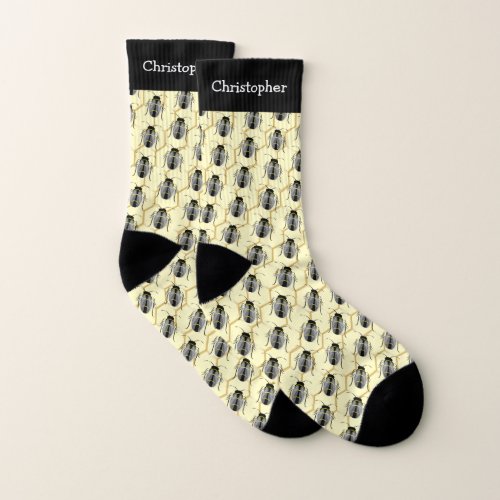 Black Bees On Honeycomb Design Personalised Socks