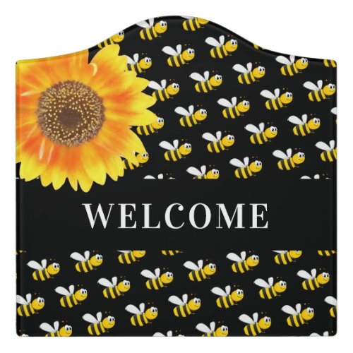 Black bees sunflower welcome door sign