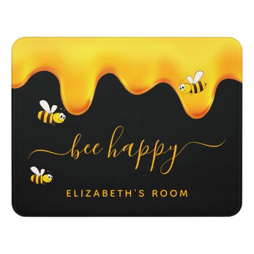 Black bees sweet honey name door sign