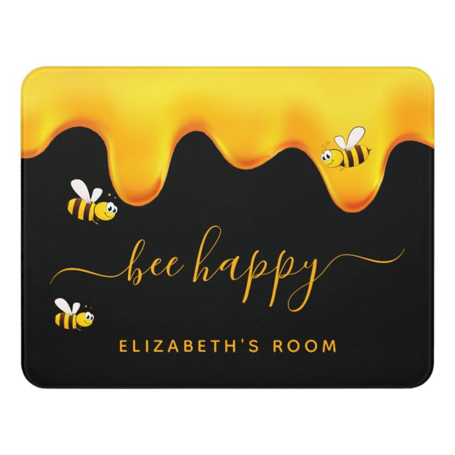 Black bees sweet honey name door sign (Contemporary Front)