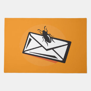Black Beetle Insect on Envelope Doormat