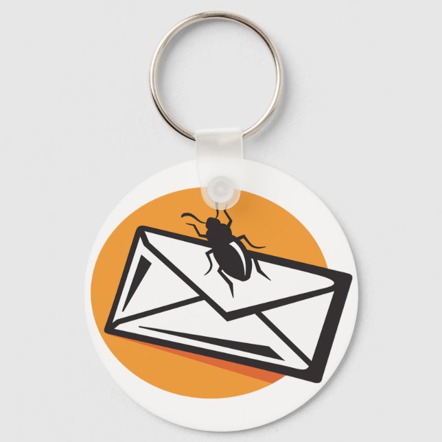 Black Beetle Insect on Envelope Keychain (Front)