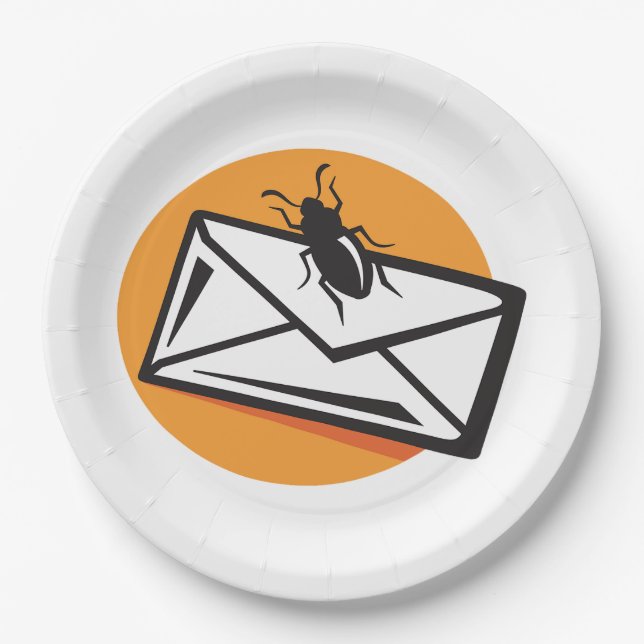 Black Beetle Insect on Envelope Paper Plates (Front)