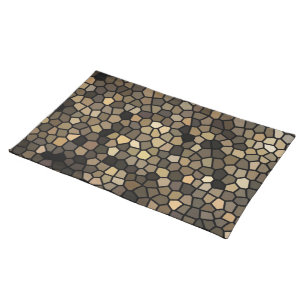 Black, Beige and Brown Mosaics Cloth Placemat