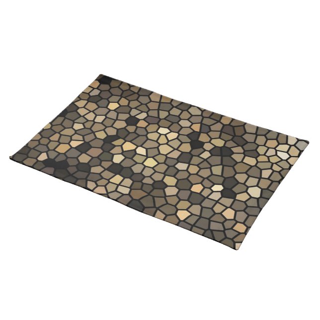 Black, Beige and Brown Mosaics Cloth Placemat (On Table)