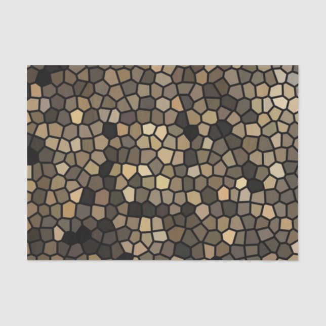 Black, Beige and Brown Mosaics Tissue Paper (Front)