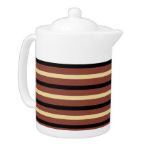 Black, Beige and Brown Striped Teapot