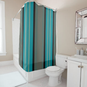 Black Beige and Teal Shower Curtain