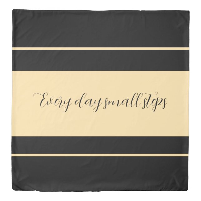 Black & Beige broad striped Duvet Cover (Front)