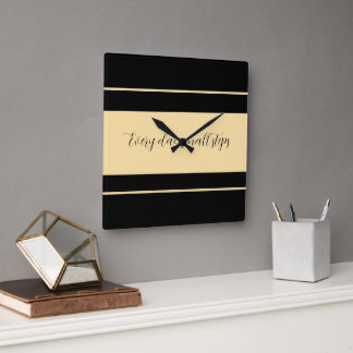 Black & Beige broad striped Square Wall Clock
