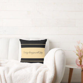 Black & Beige broad striped Throw Pillow