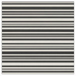 [ Thumbnail: Black & Beige Colored Lined Pattern Fabric ]