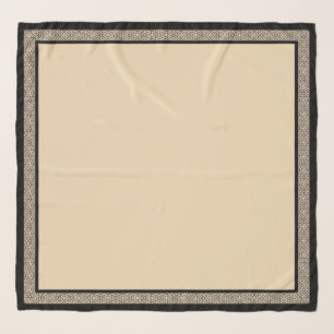 Black Beige Geometric Border Islamic Scarve Scarf