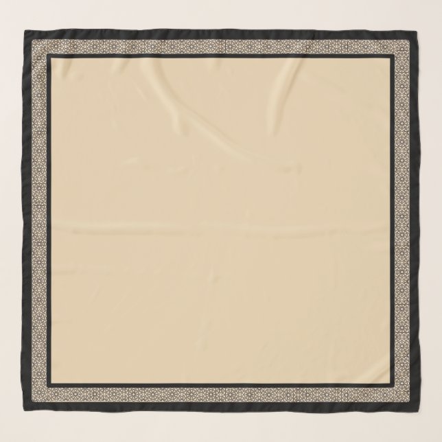 Black Beige Geometric Border Islamic Scarve Scarf (Front)