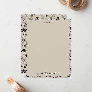 Black & Beige Hand Drawn Tattoo Pattern Note Card