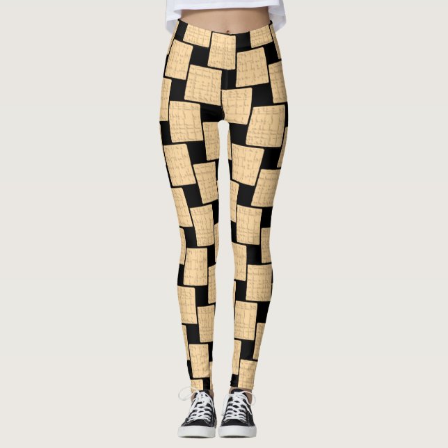 Black & Beige Leggings Long (Front)