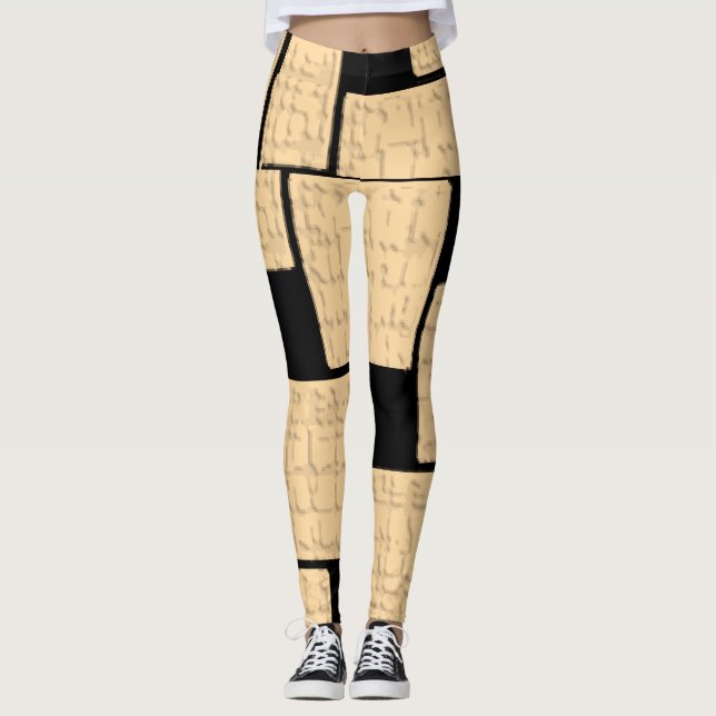 Black & Beige Leggings Long (Front)