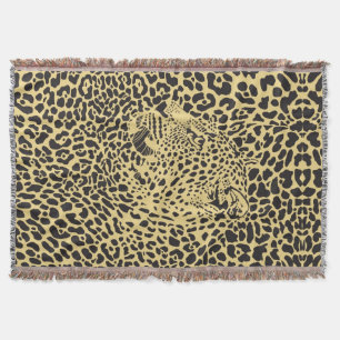 Black & Beige Leopard Camouflaged In Spots Throw Blanket