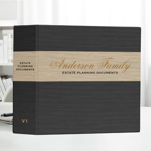 Black Beige Linen Estate Planning Trust Documents 3 Ring Binder (Creator Uploaded)