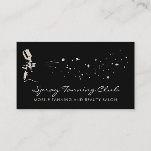 Black Beige Mobile Tan Painting Service Beauty Business Card