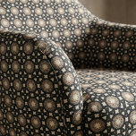 Black Beige Modern Moroccan Geometric Tile Pattern Fabric