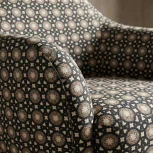 Black Beige Modern Moroccan Geometric Tile Pattern Fabric