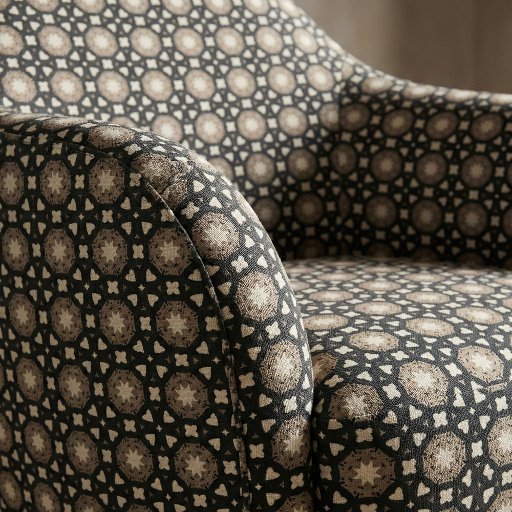 Black Beige Modern Moroccan Geometric Tile Pattern Fabric