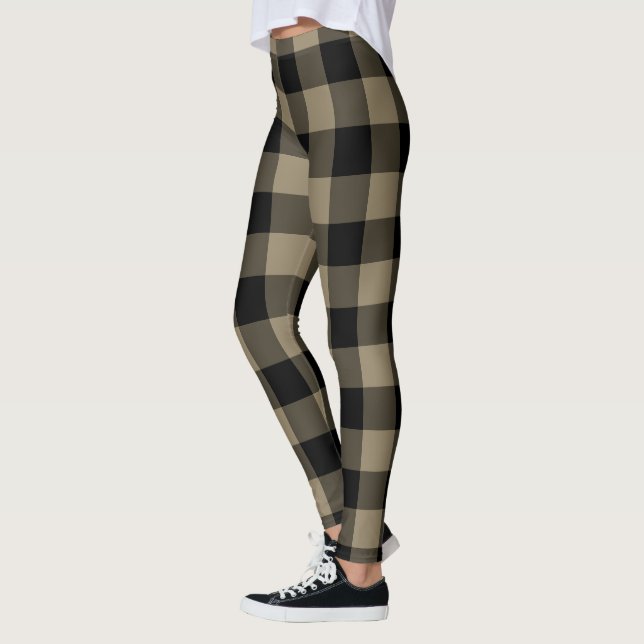 Black Beige Plaid Leggings (Left)