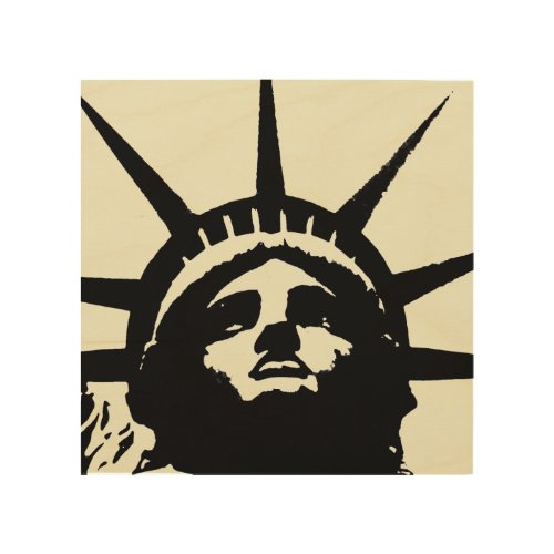 Black Beige Pop Art Statue of Liberty Wood Canvas