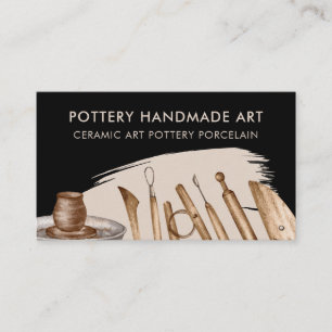 Black Beige Pottery Ceramic Clay Business Card
