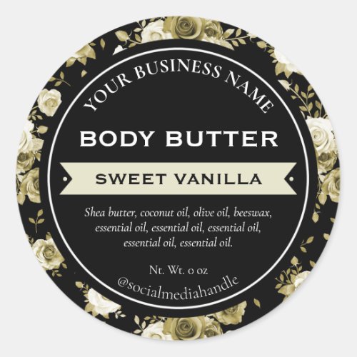 Black Beige Sweet Vanilla Product Labels