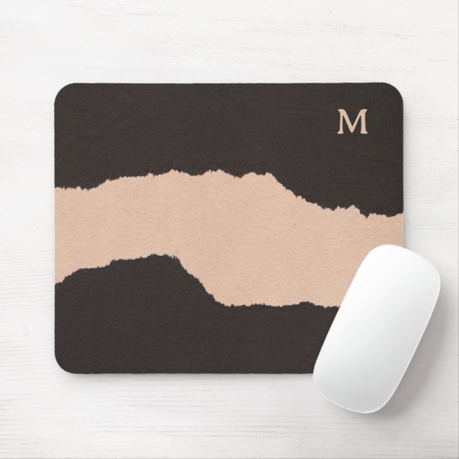Black & Beige Torn Edges Mouse Pad (With Mouse)