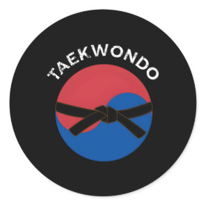 Black Belt And Korean Flag Mial Taekwondo Classic Round Sticker