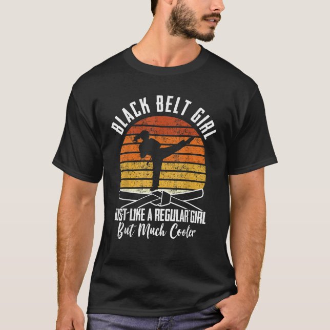 Black Belt Girl Karate Black Belt Promotion Black  T-Shirt (Front)