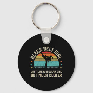 Black Belt Girl Karate Jiu Jitsu Taekwondo Martial Keychain