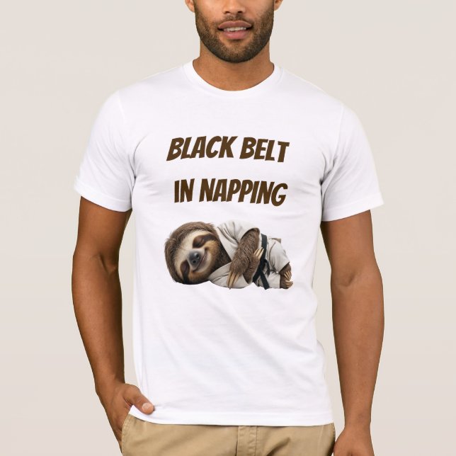 Black Belt In Napping Sloth T-Shirt (Front)